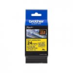 Taśma Brother samolaminująca 24mm x 8m czarny nadruk/żółte tło