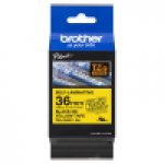 Taśma Brother samolaminująca 36mm x 8m czarny nadruk/żółte tło